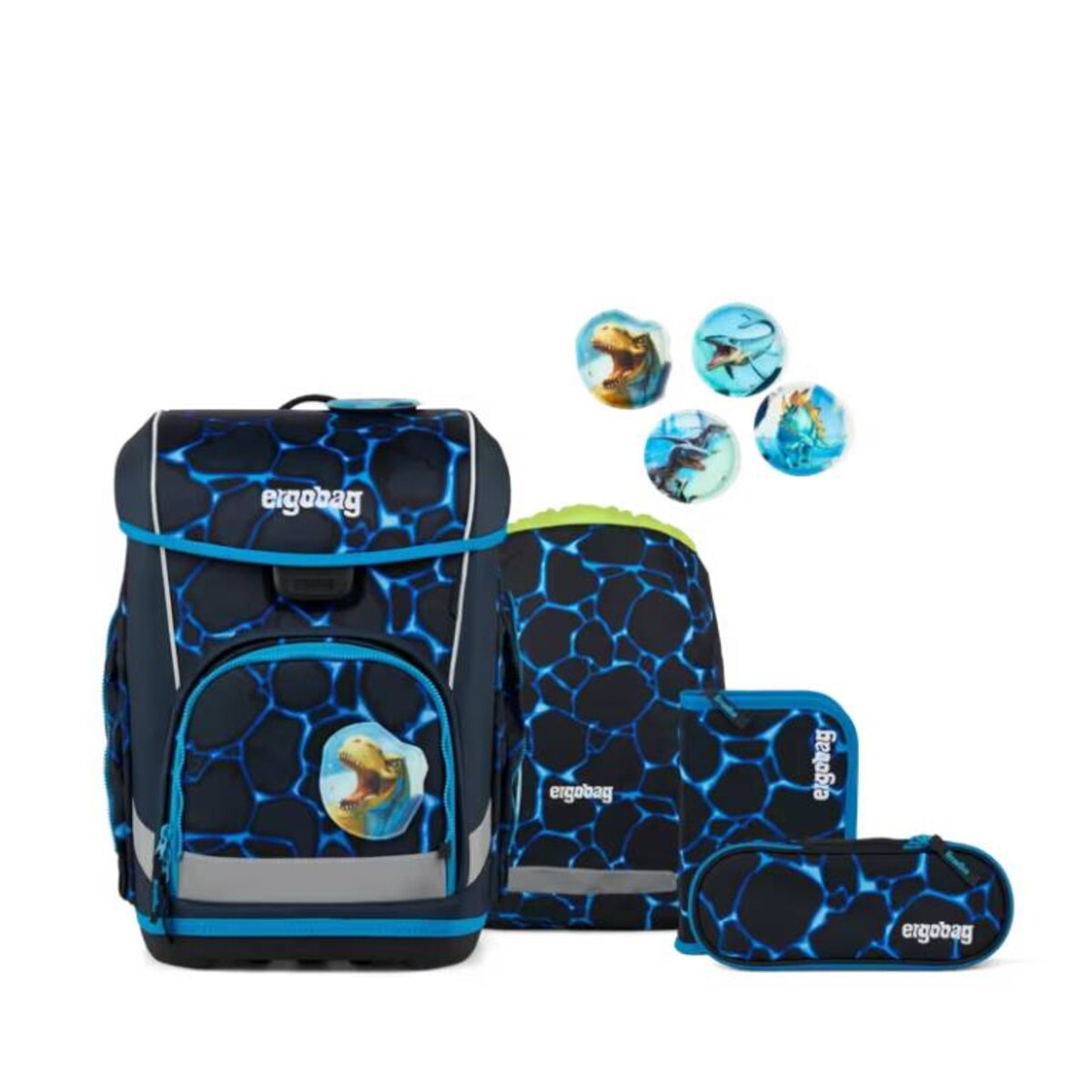 ergobag cubo light Schulranzen-Set Bärassic Garden Blau 5-teilig 19 Liter