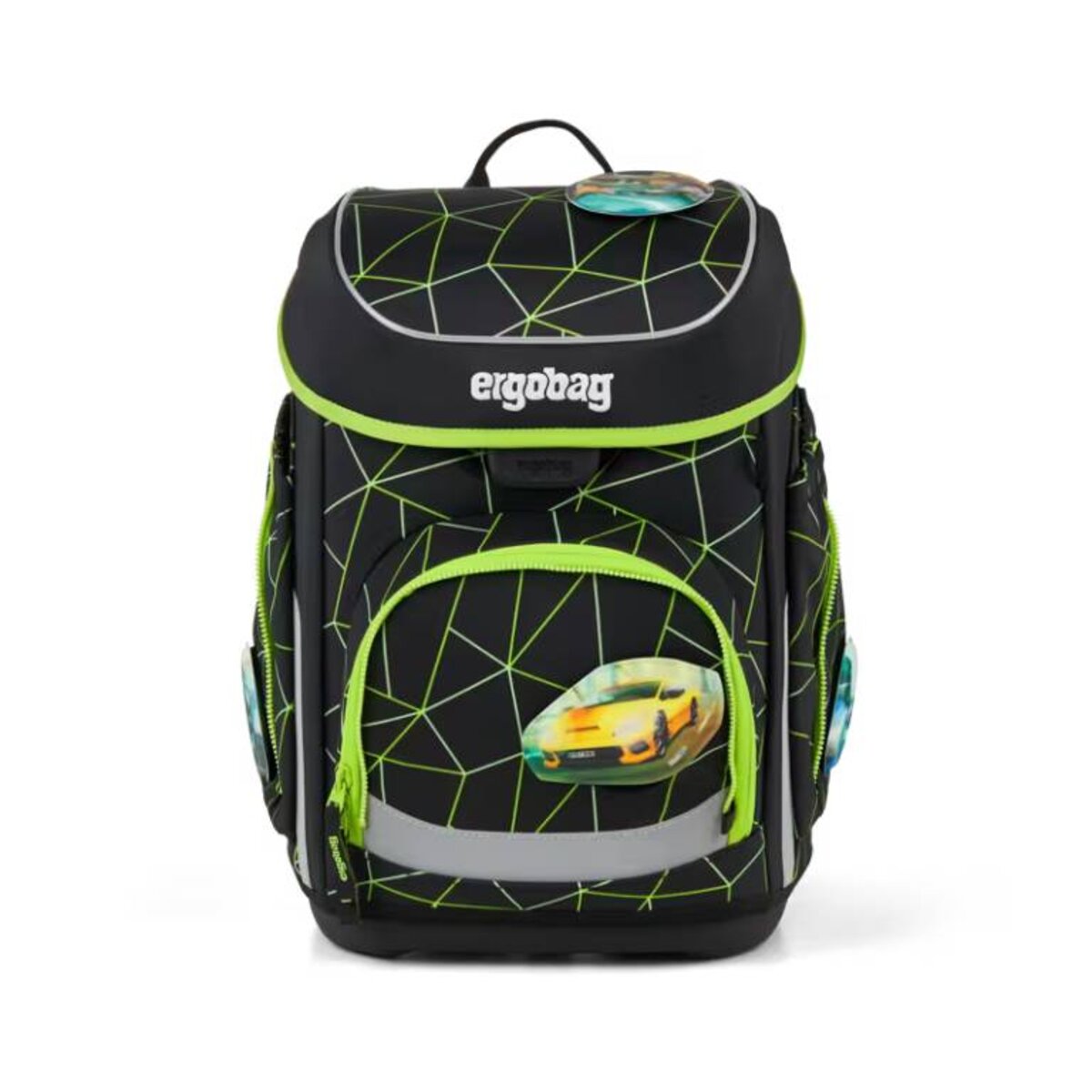 ergobag cubo Set Schulranzen-Set CyBär Race Schwarz Grün 5-teilig 19 Liter