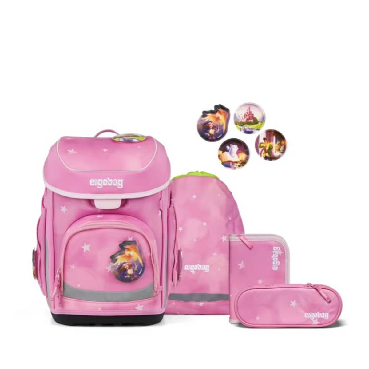 ergobag cubo Schulranzen-Set WolkenzauBär 5-teilig 19 Liter rosa