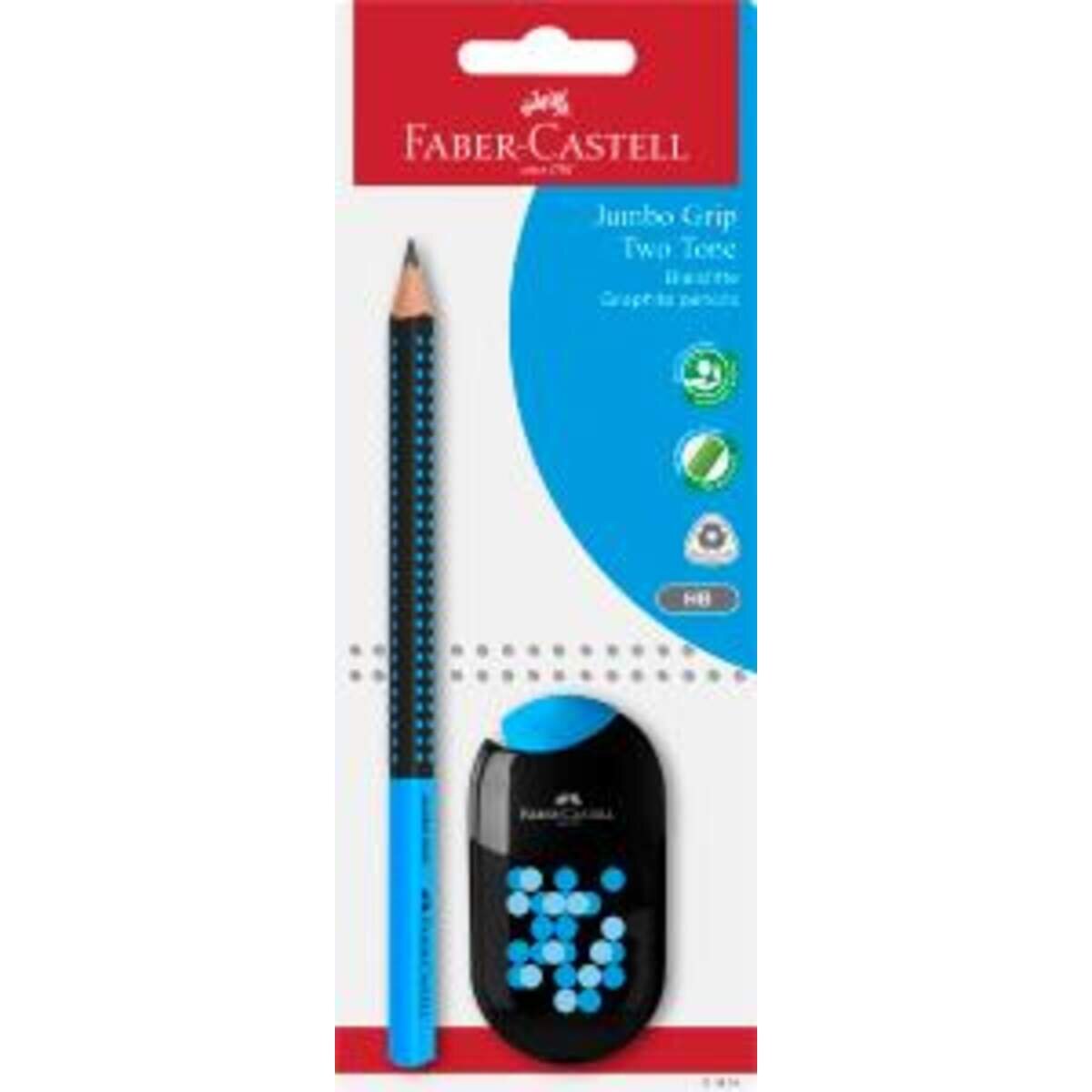 Faber-Castell Bleistift Jumbo Grip B Two Tone mit Spitzdose, 1 Stück, 3-fach sortiert