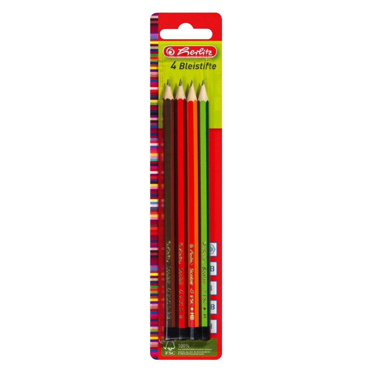 Herlitz Bleistift Scolair FSC100% 4er H HB B 2B