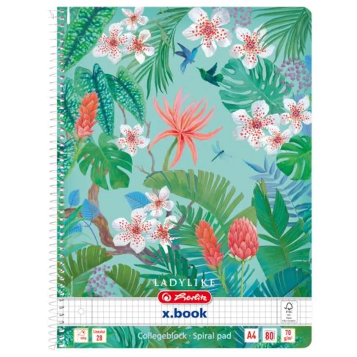 Herlitz Spiralblock A4 Ladylike 80 Blatt Lineatur 28, 1 Stück, 2-fach sortiert