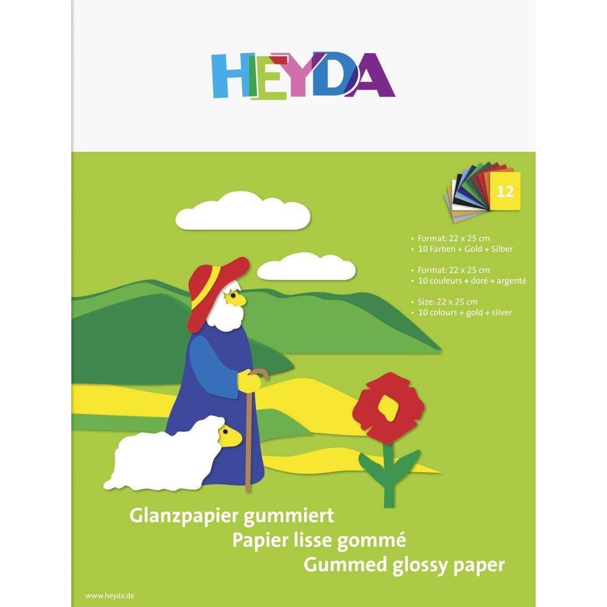 Heyda Glanzpapier, ca. 22 x 25cm, 80g, 12 Blatt
