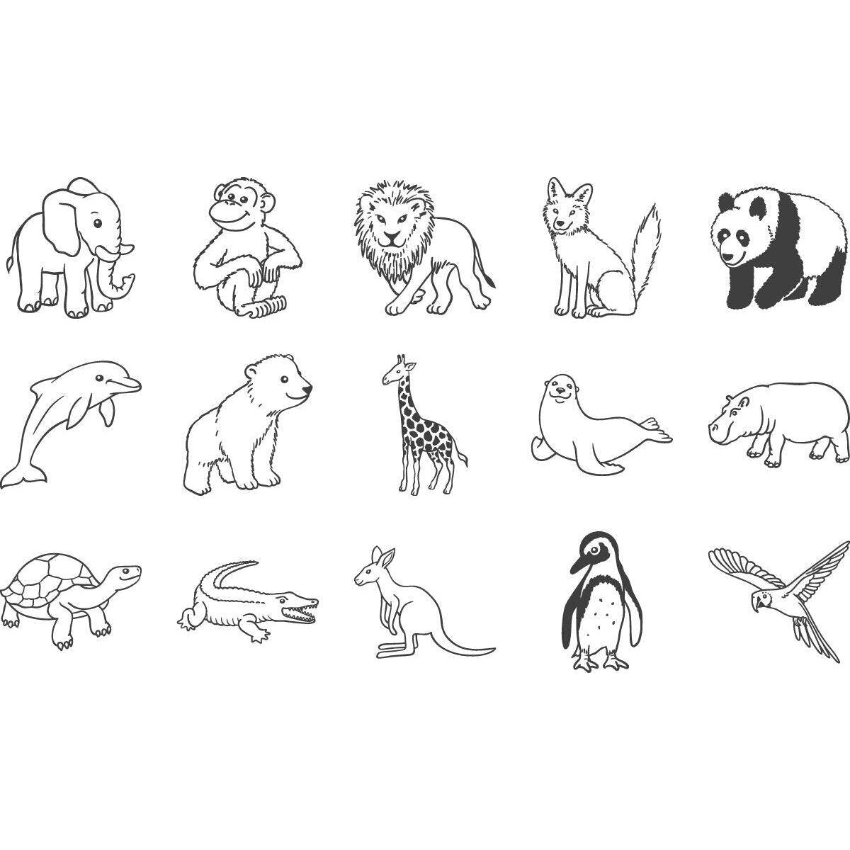 Heyda Motivstempelset Zootiere mit 15 Stempel