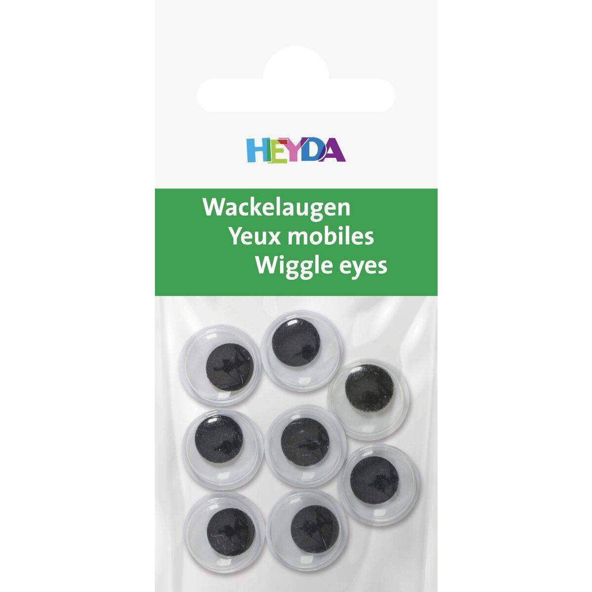 Heyda Wackelaugen selbstklebend Ø 12 mm weiß mit schwarzer Pupille