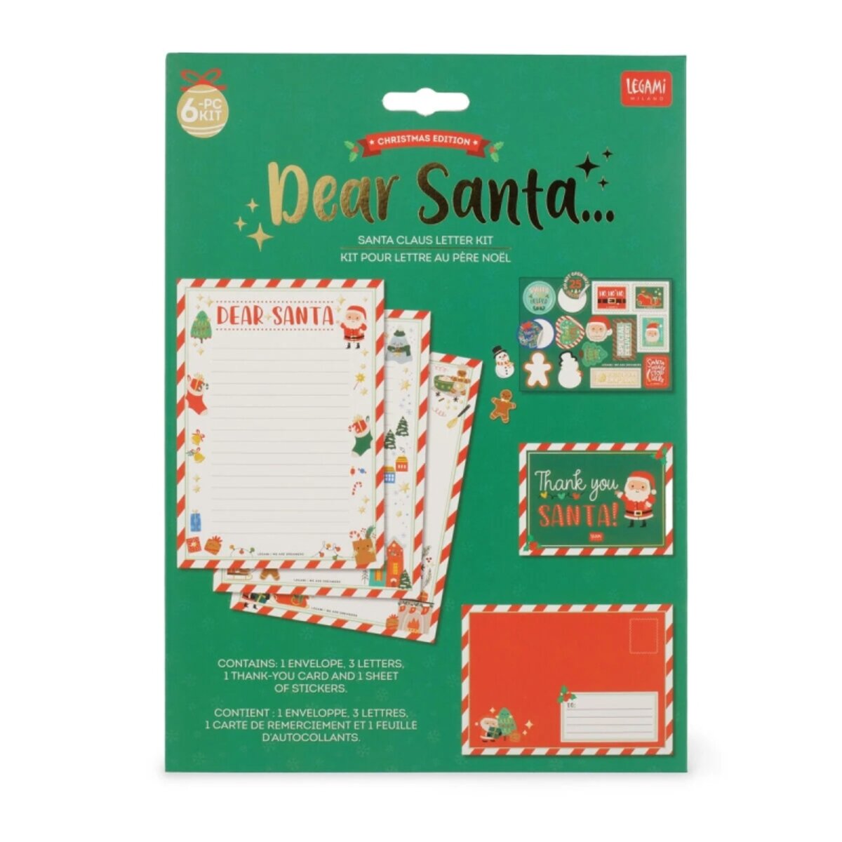 Legami Set Briefe Postkarte an den Weihnachtsmann Dear Santa