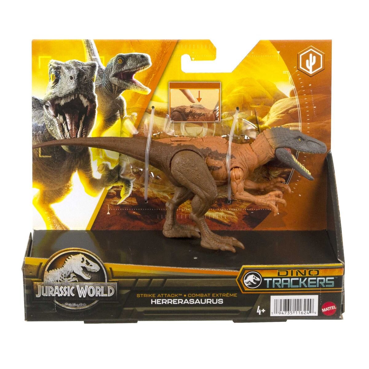 Mattel Jurassic World Strike Attack (Dino Trackers), Figur inkl. AR Track-Code, 1 Stück, 4-fach sortiert