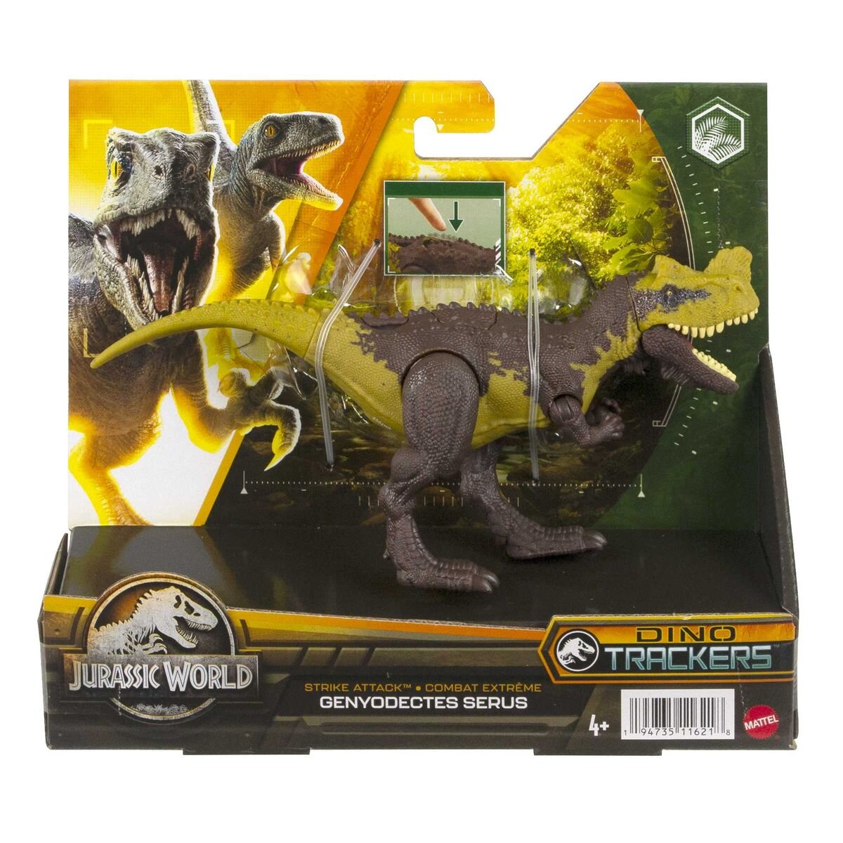 Mattel Jurassic World Strike Attack (Dino Trackers), Figur inkl. AR Track-Code, 1 Stück, 4-fach sortiert