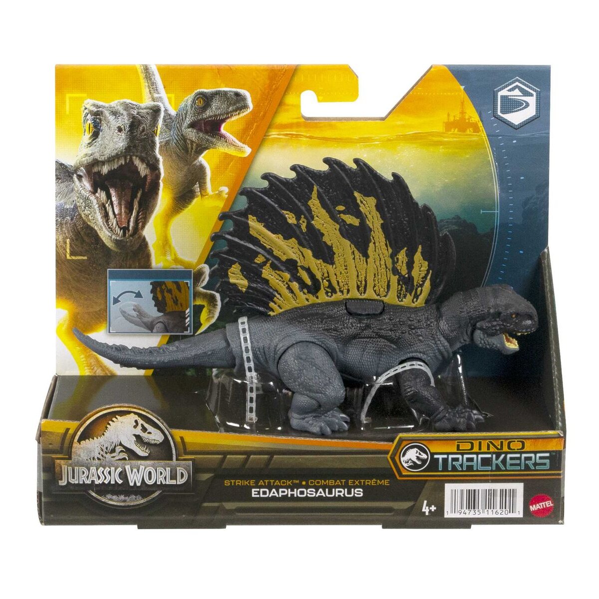 Mattel Jurassic World Strike Attack (Dino Trackers), Figur inkl. AR Track-Code, 1 Stück, 4-fach sortiert