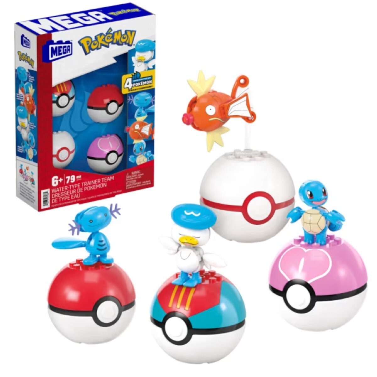 Mega Pokémon Wasser-Typ Trainerteam Bauspielzeug-Set mit 2 Actionfiguren