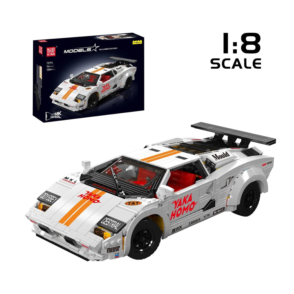 Mould King 13194 – Ferngesteuerter Lambo Countach Weiß (80er Jahre) Modellbausatz