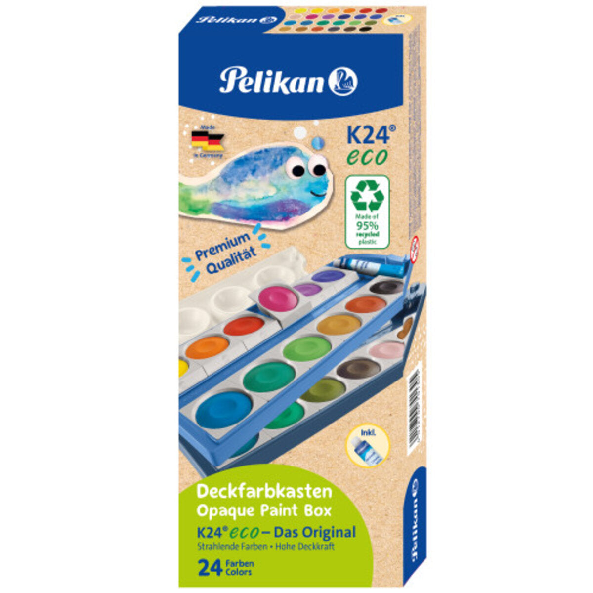 Pelikan Deckfarbkasten K24® eco inkl. Deckweiß, 24 Farben