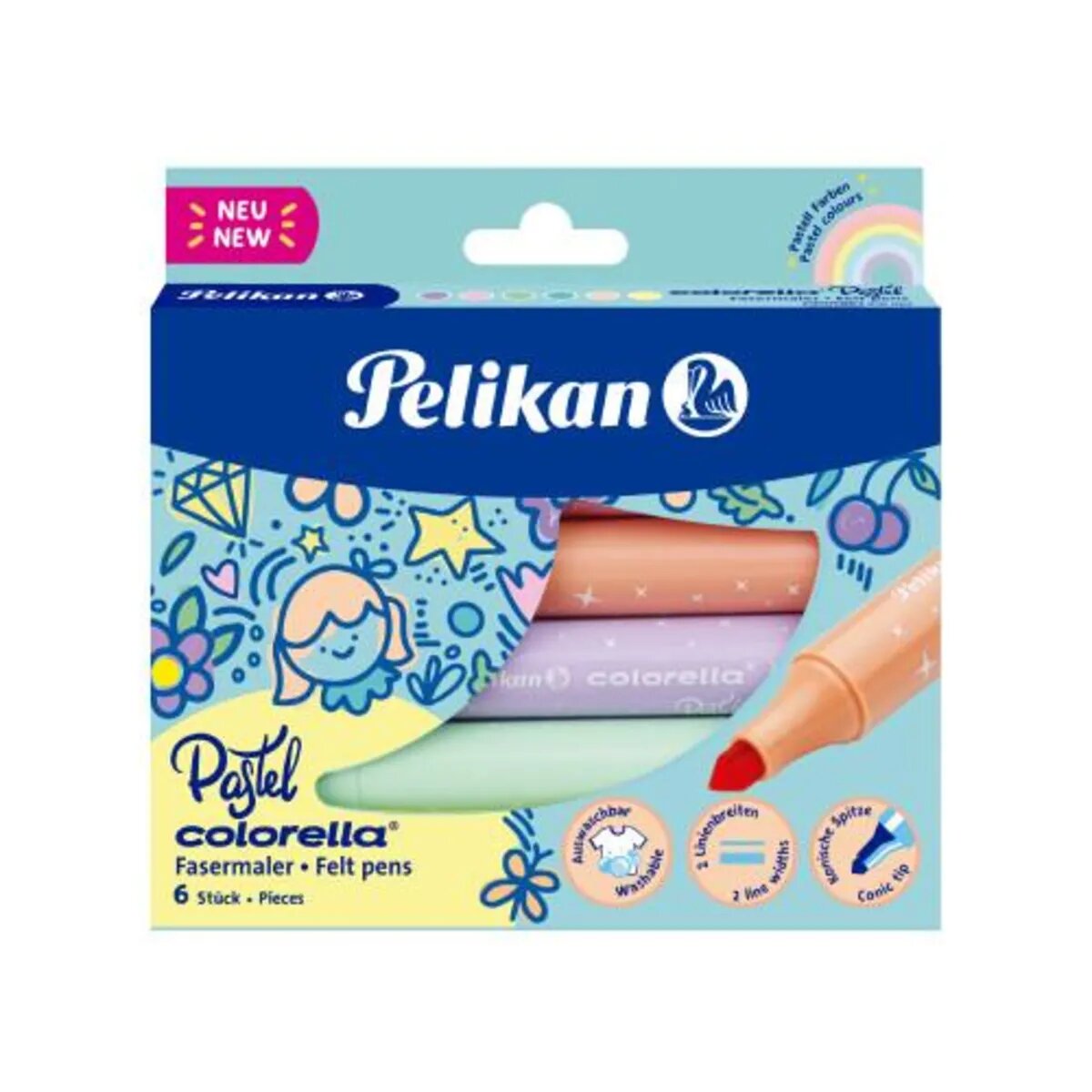 Pelikan Fasermaler Colorella® Super Pastell 411, 6 Farben