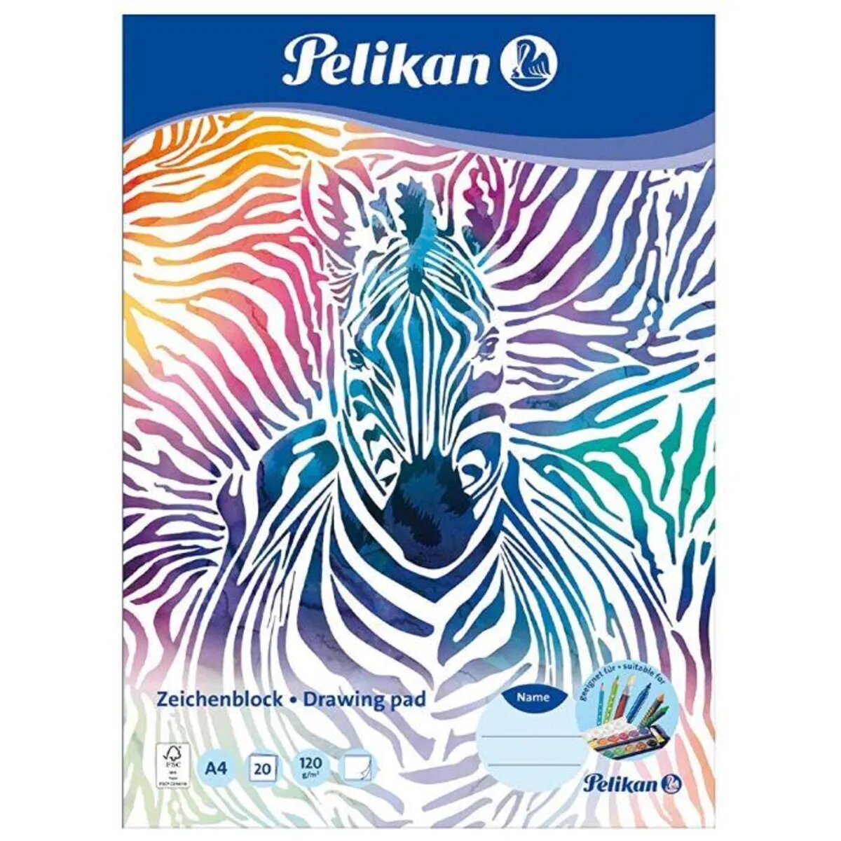Pelikan Zeichenblock A4, 60 Blatt, 1 Stück, Motiv 2-fach sortiert