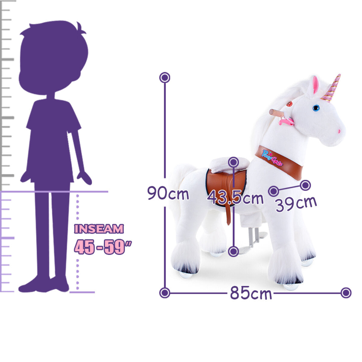 PonyCycle Einhorn weiß Medium mit Bremse