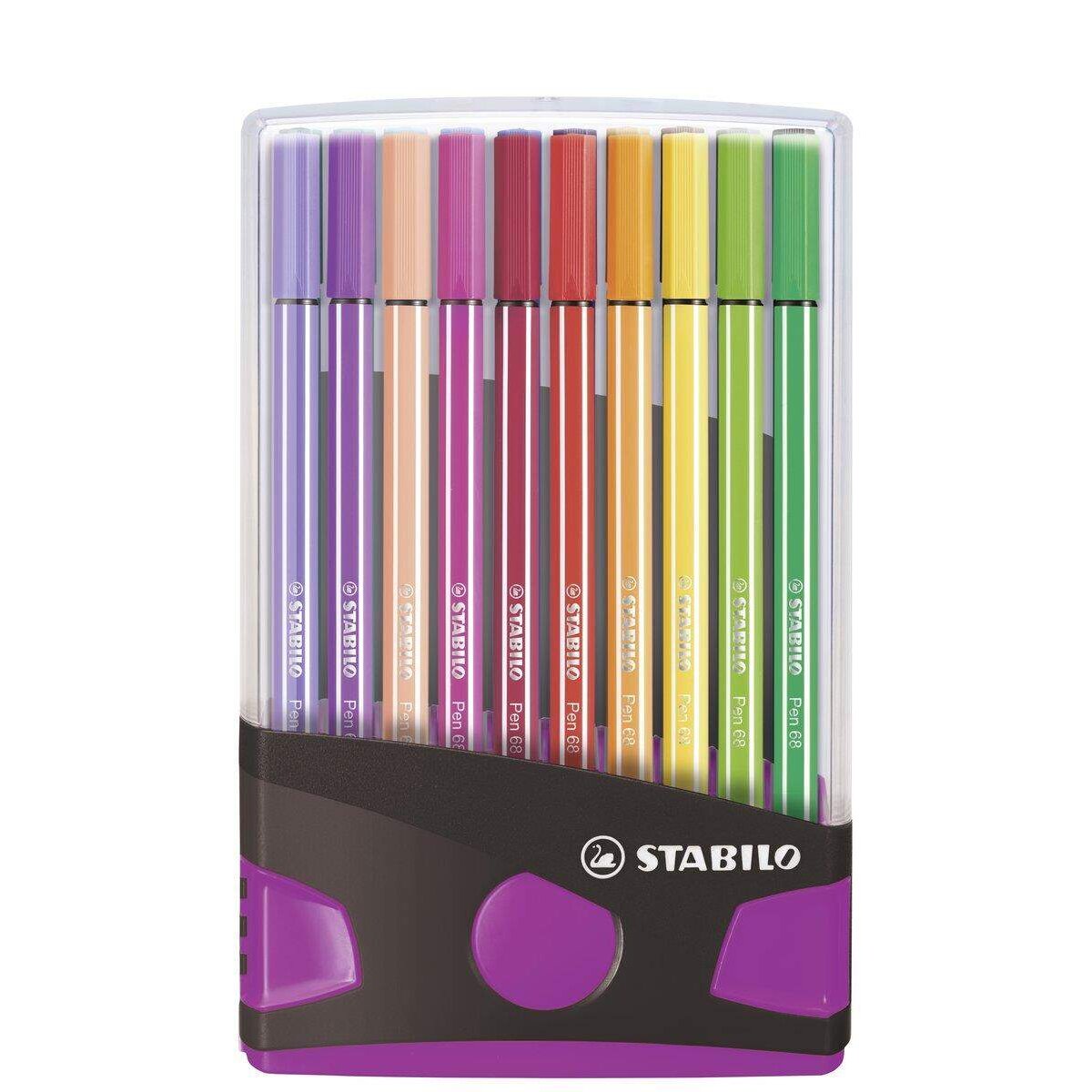 Premium-Filzstift - STABILO Pen 68 ColorParade - 20er Tischset in anthrazit/pink - mit 20 verschiedenen Farben