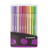 Premium-Filzstift - STABILO Pen 68 ColorParade - 20er Tischset in anthrazit/pink - mit 20 verschiedenen Farben
