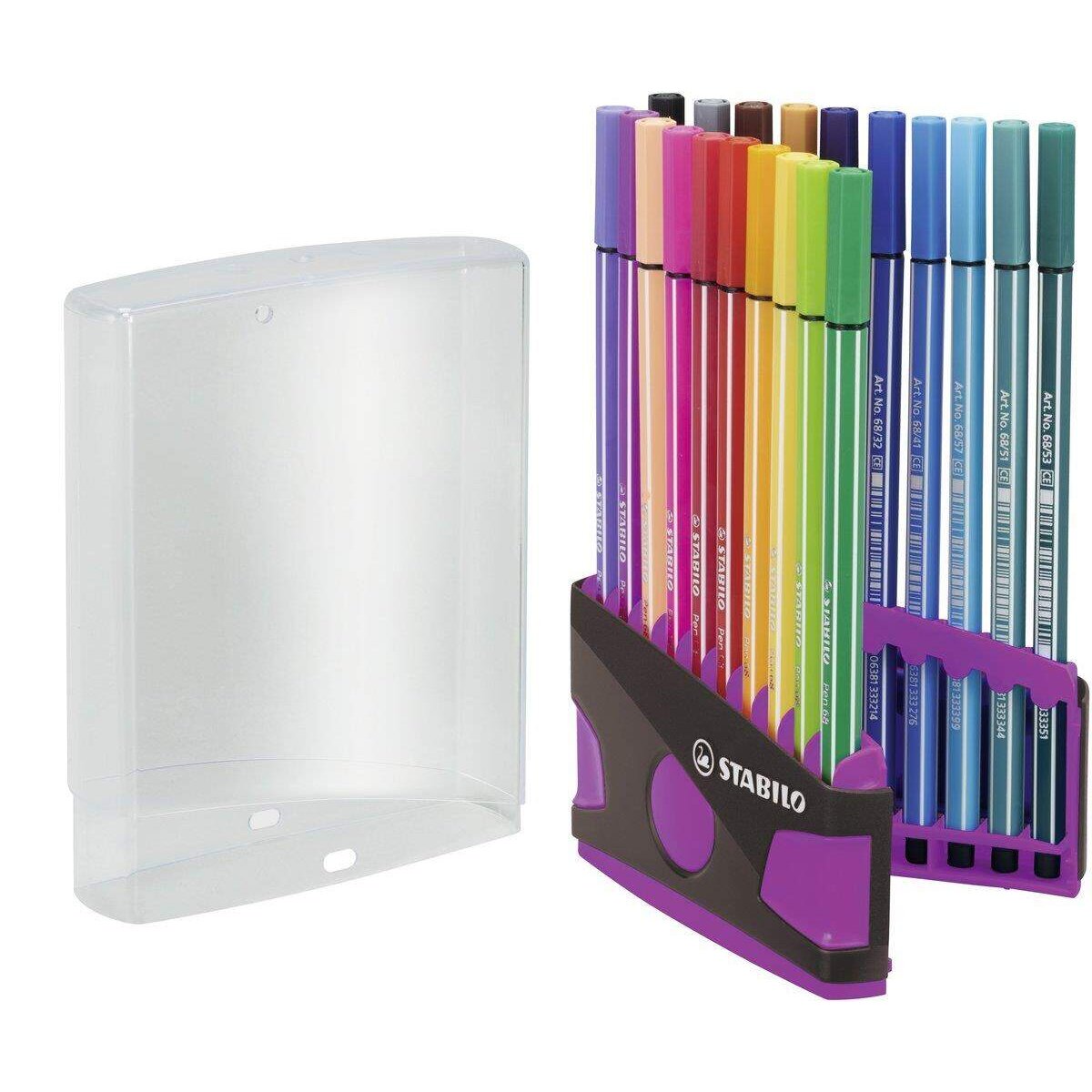 Premium-Filzstift - STABILO Pen 68 ColorParade - 20er Tischset in anthrazit/pink - mit 20 verschiedenen Farben