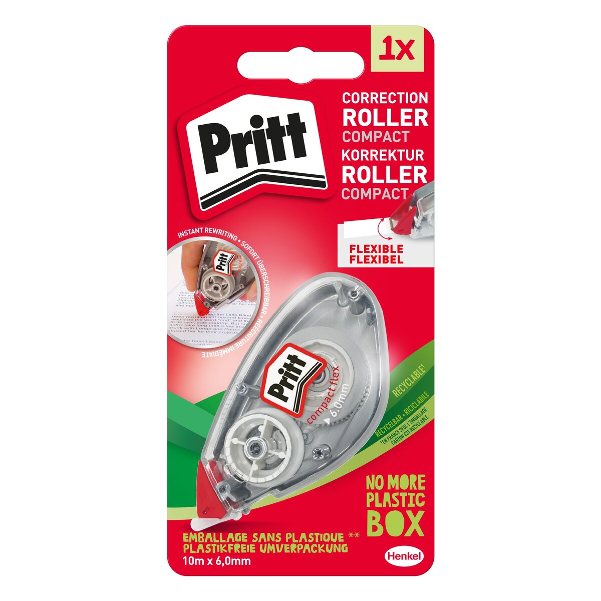 Pritt Korrektur Einweg Roller Compact, 6 mm, Blisterkarte