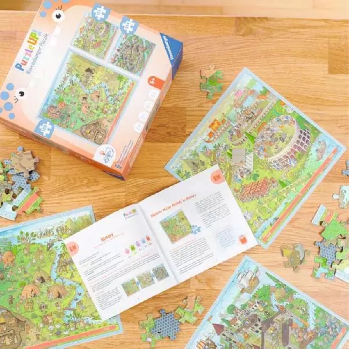 Ravensburger 3 Kinderpuzzle 100 + 121 + 144 Teile Steinzeit Altes Rom Mittelalter