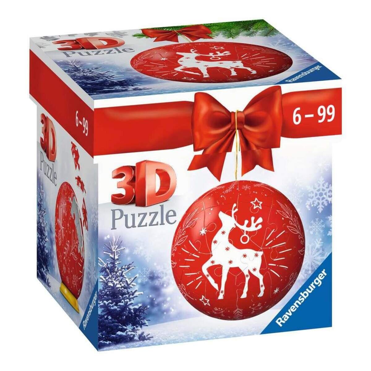 Ravensburger 3D Puzzle - Ball Weihnachtskugel Rentier, 54 Teile