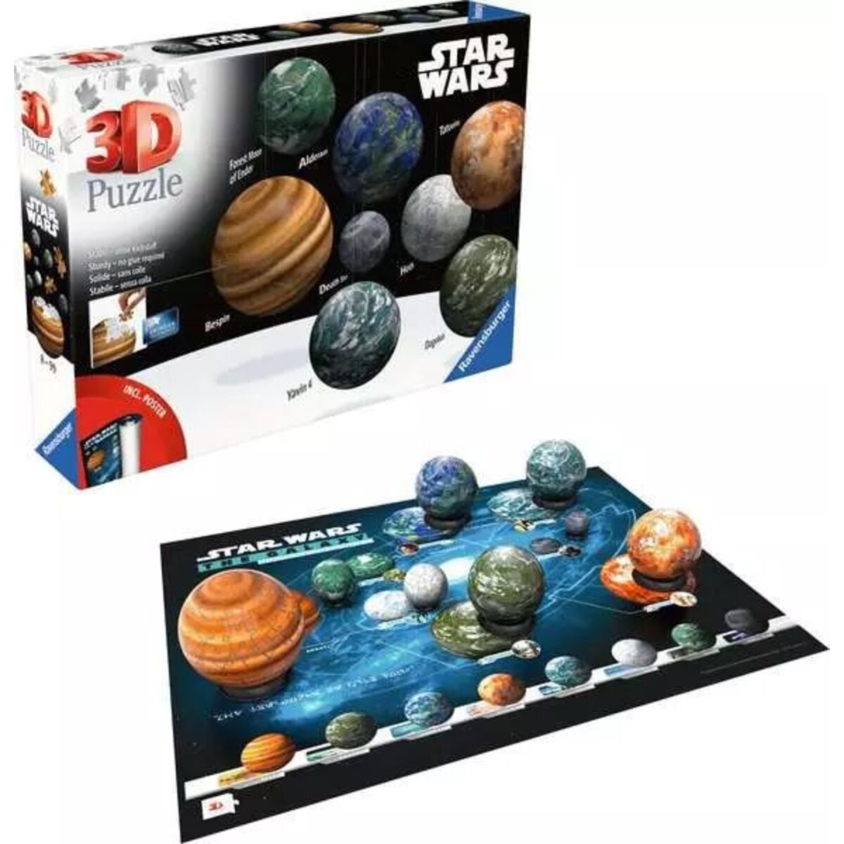 Ravensburger 3D Puzzle - Puzzle-Ball Sortiment: Himmelskörper der Star Wars Galaxie, 540 Teile