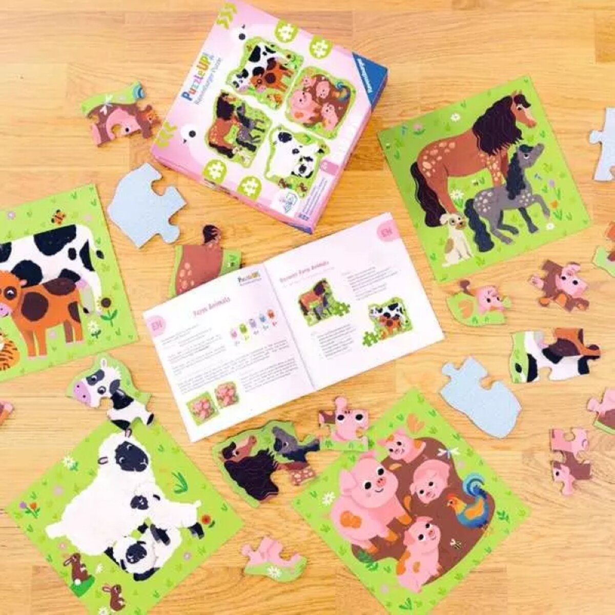 Ravensburger 4 Kinderpuzzle 4 + 6 + 8 + 10 Teile Bauernhoftiere 19 x 19 cm