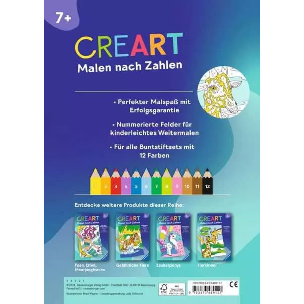 Ravensburger CreArt Malen nach Zahlen ab 7: Wilde Tiere