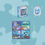 Ravensburger 4 Kinderpuzzle 64 + 72 + 81 + 90 Teile Meereszeiten 33,3 x 33,3 cm