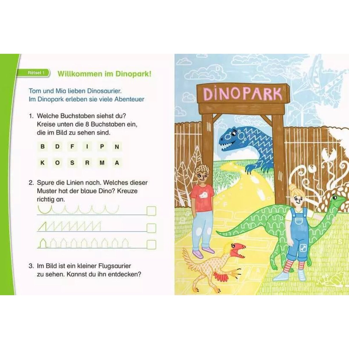 Ravensburger Leserabe Rätselspaß Zauber-Malrätsel zum Lesenlernen: Dinos (Vor-Lesestufe)