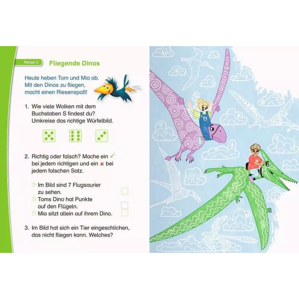 Ravensburger Leserabe Rätselspaß Zauber-Malrätsel zum Lesenlernen: Dinos (Vor-Lesestufe)