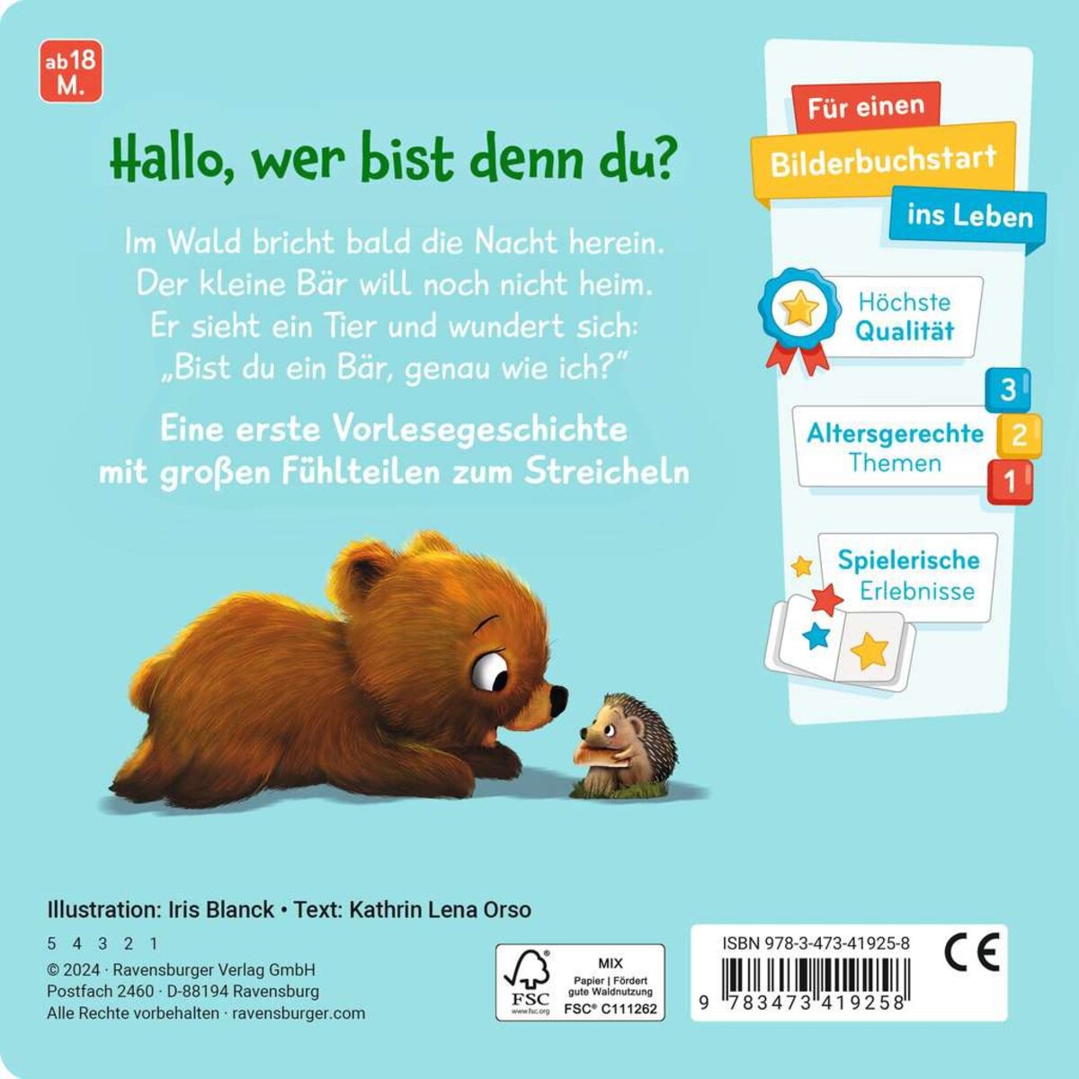 Ravensburger Mein erstes Vorlese-Fühlbuch: Bist du ein Bär?
