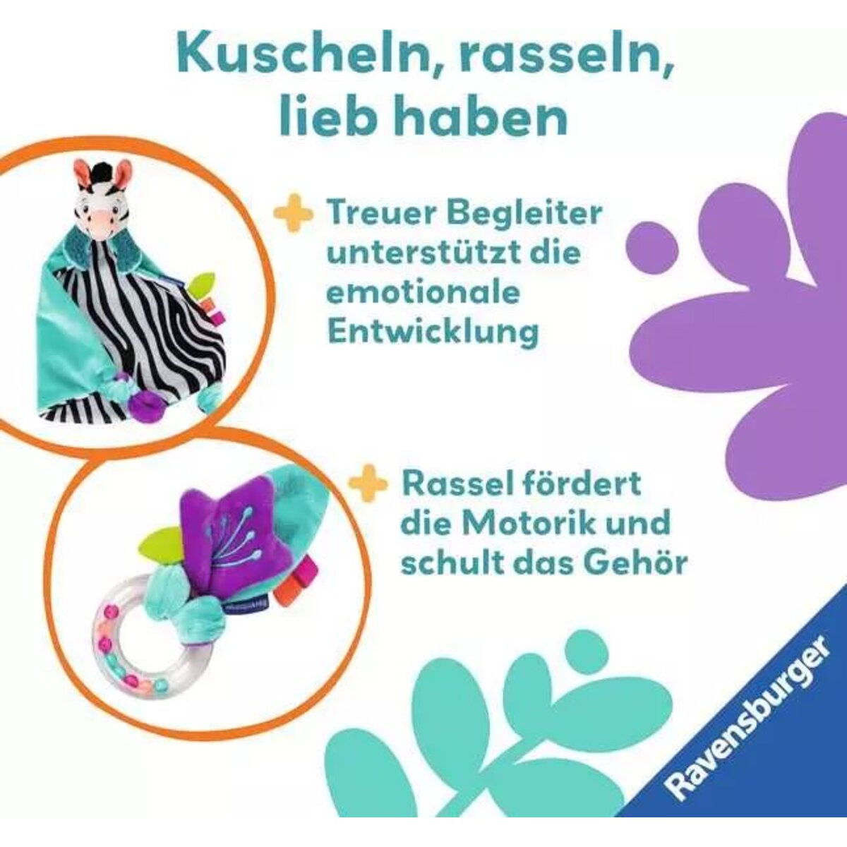 Ravensburger play+ Fühlen, rasseln, spielen (Geschenk-Set: Zebra)