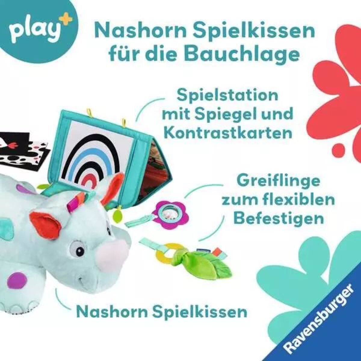 Ravensburger play+ Nashorn Spielkissen (für die Bauchlage)