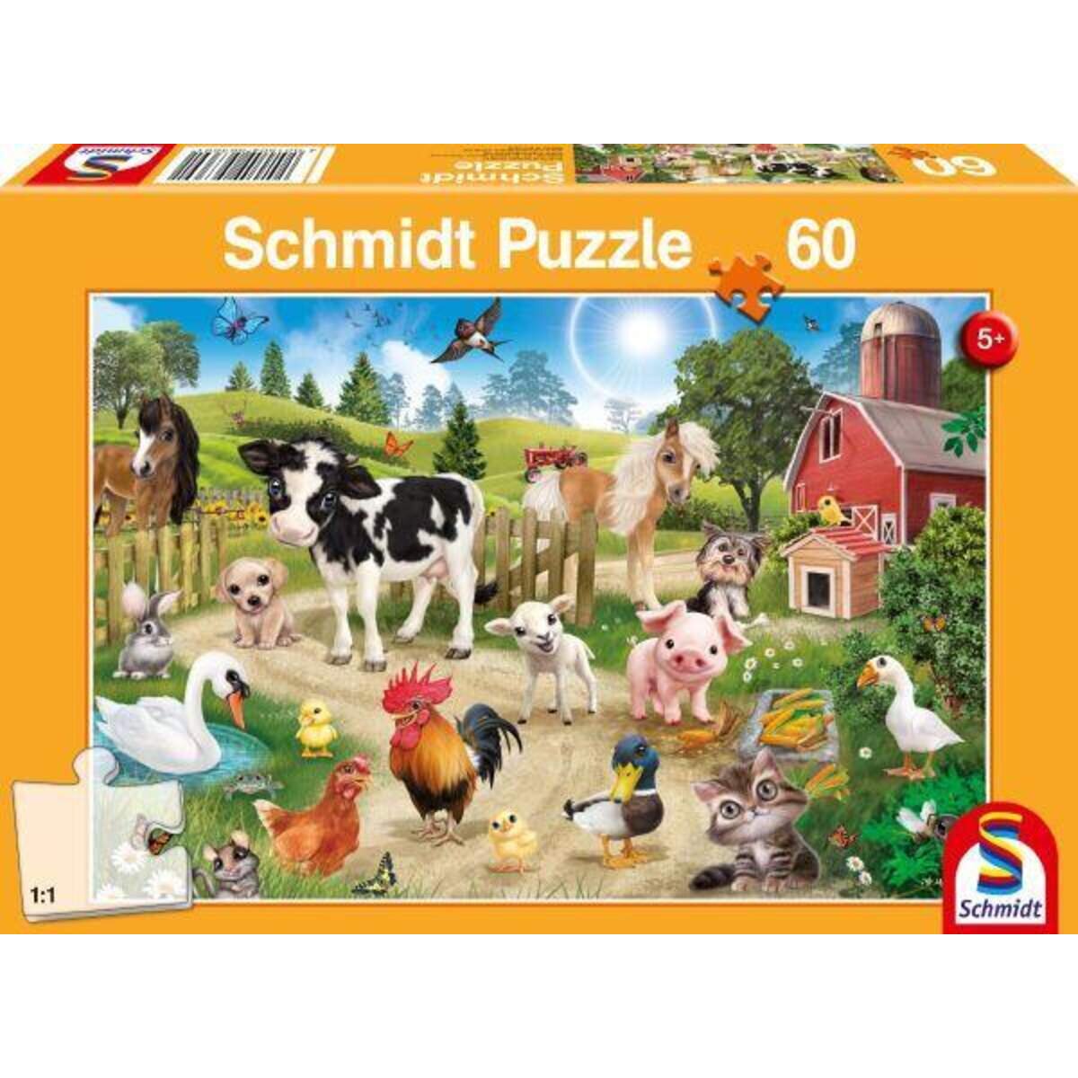 Schmidt Spiele KinderPuzzle - Animal Club, Bauernhoftiere, 60 Teile