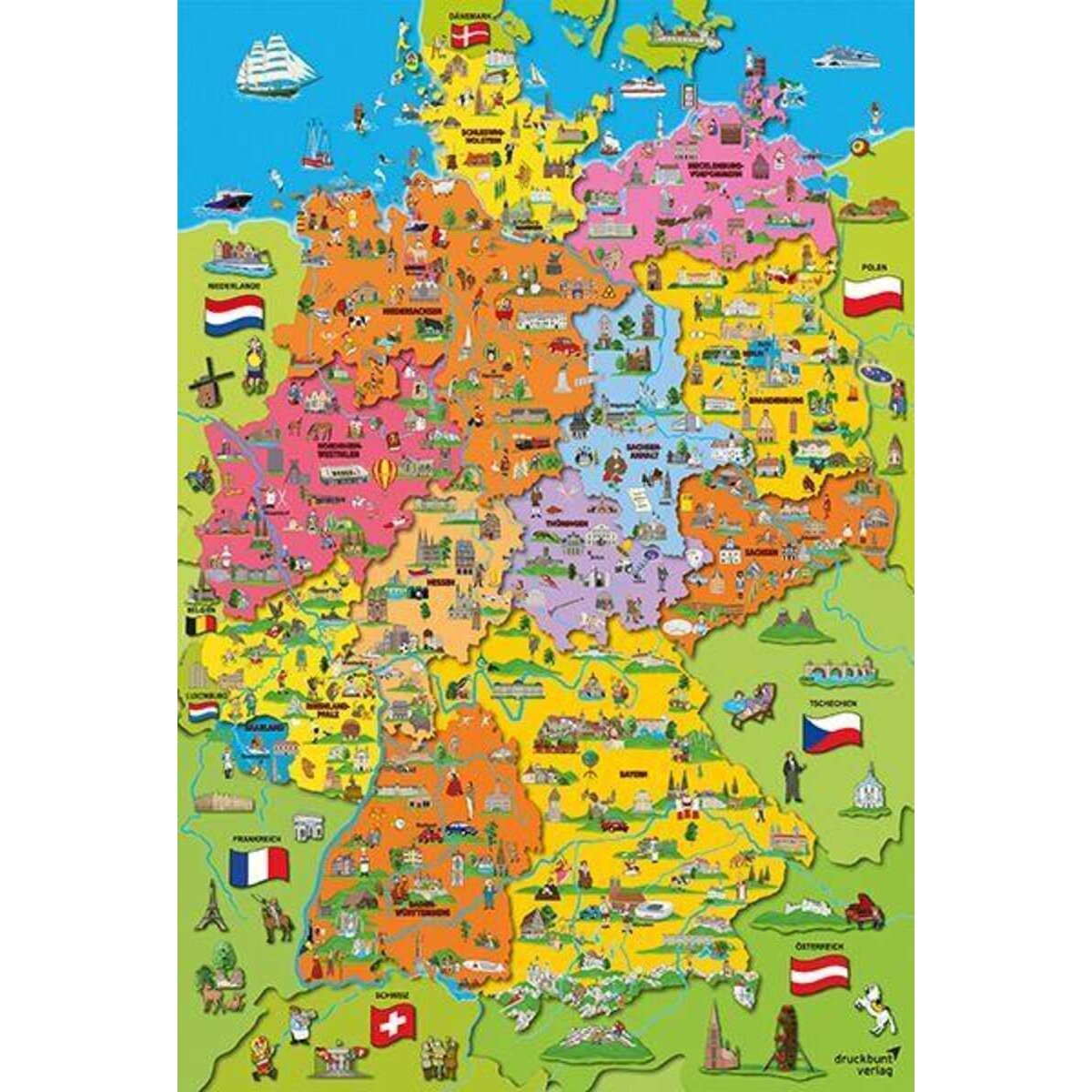 Schmidt Spiele KinderPuzzle - Deutschlandkarte mit Bildern, 200 Teile