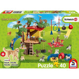 Schmidt Spiele KinderPuzzle - Schleich® Farm World Fröhliche Hunde, 40 Teile, mit Original Figur