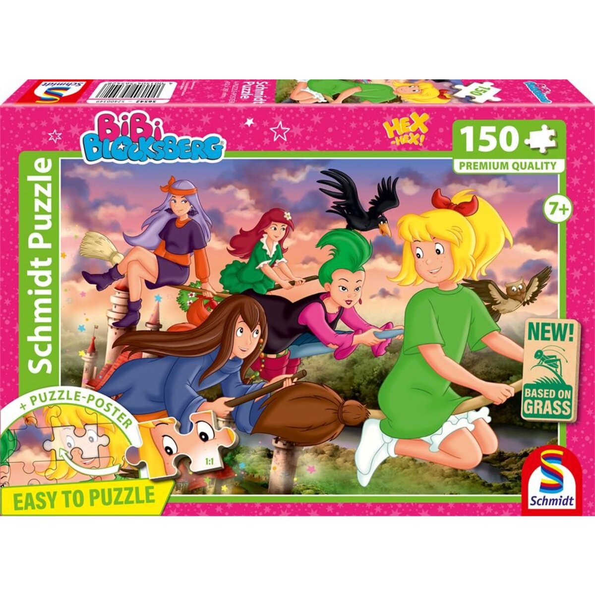 Schmidt Spiele Puzzle - Bibi Blocksberg: Hexenrennen, 150 Teile, Eco-Friendly, Gras Kinderpuzzle