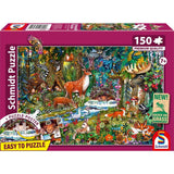 Schmidt Spiele Puzzle - Tiere in den Wäldern Europas, 150 Teile, Eco-Friendly, Gras Kinderpuzzle