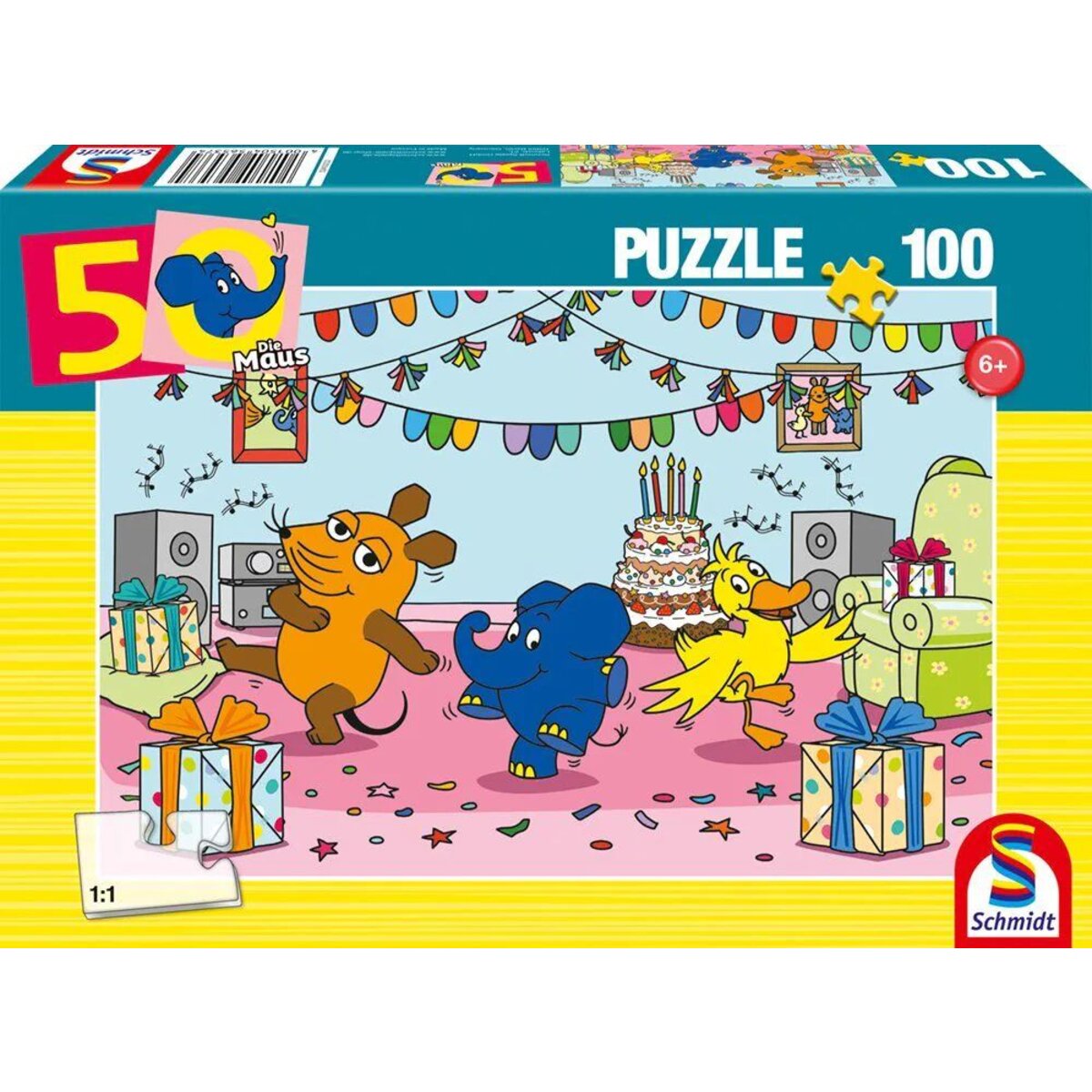 Schmidt Spiele Puzzle - Die Maus: Elefantastische Party, 100 Teile