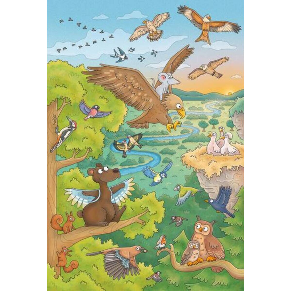 Schmidt Spiele KinderPuzzle - Reise in die Natur, 3x48 Teile, mit Add-on (Wissensbüchlein)