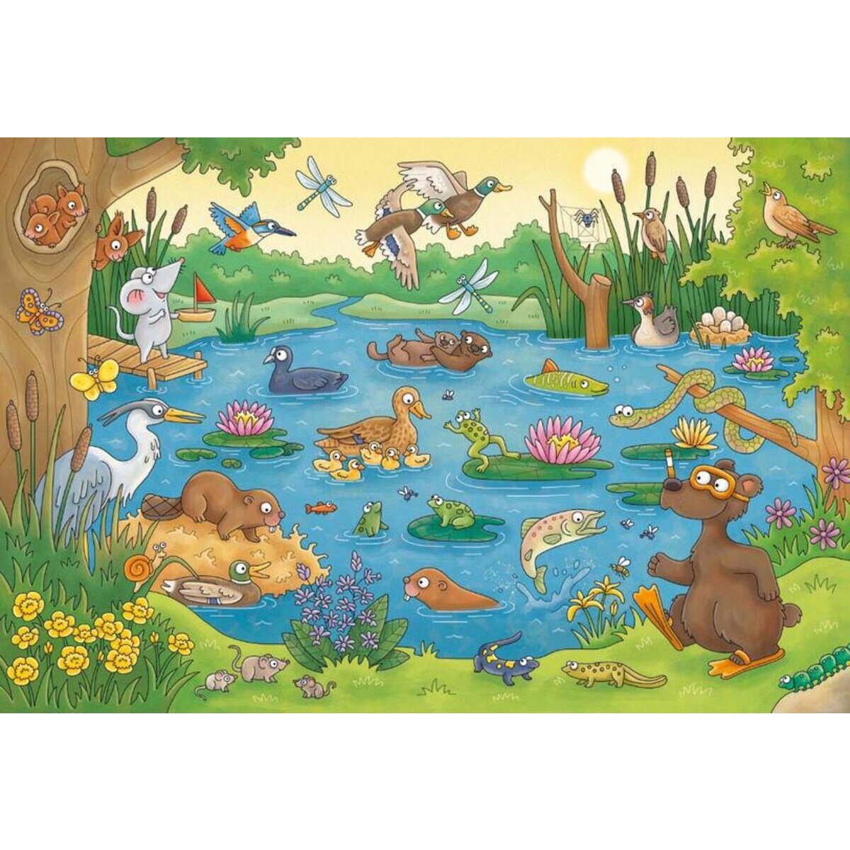 Schmidt Spiele KinderPuzzle - Reise in die Natur, 3x48 Teile, mit Add-on (Wissensbüchlein)