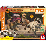 Schmidt Spiele Puzzle - Jurassic World: Chaos Theory - Angriff der Velociraptoren, 150 Teile, Eco-Friendly, Gras Kinderpuzzle