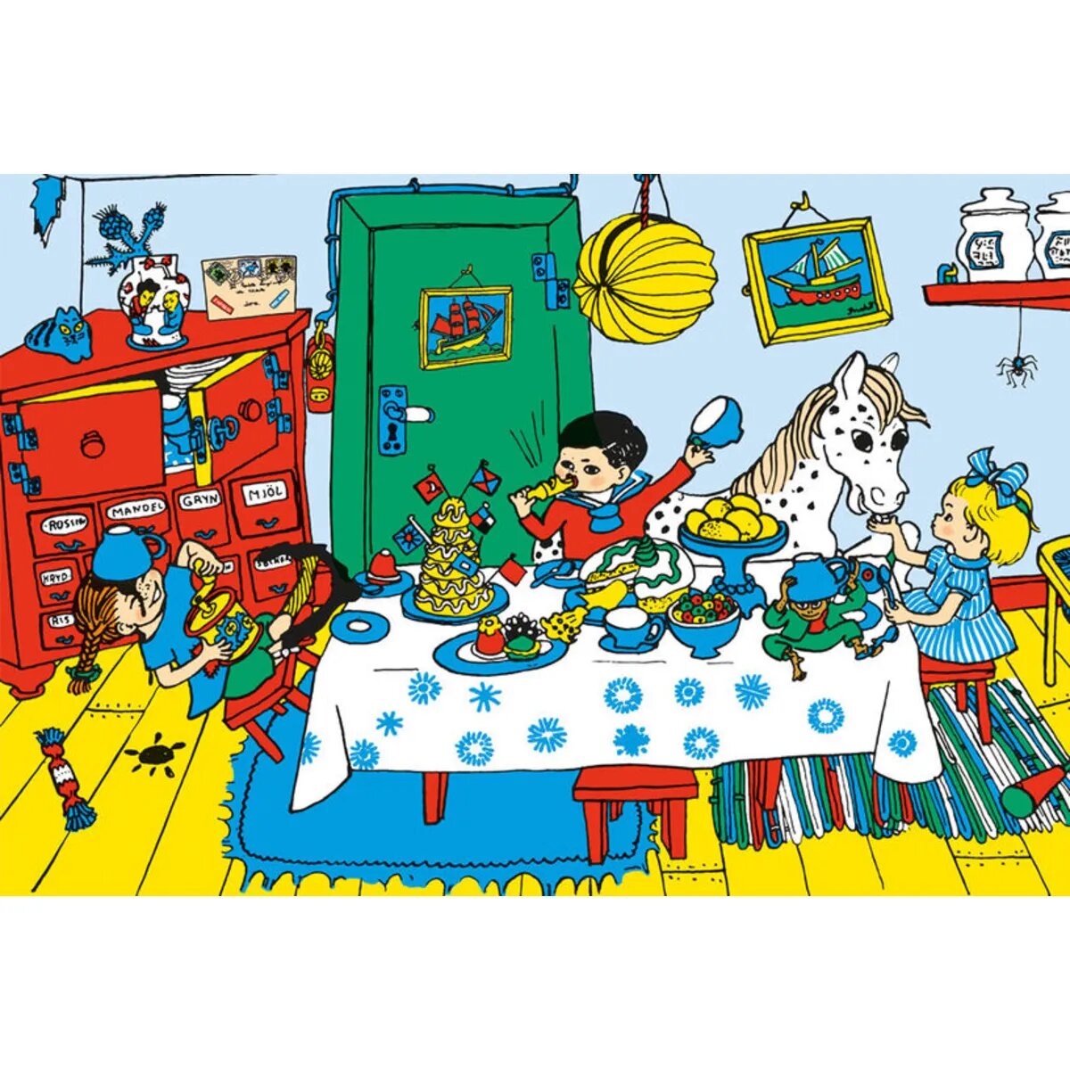 Schmidt Spiele Puzzle - Pippi Langstrumpf: Kaffeekränzchen mit Pippi, 100 Teile