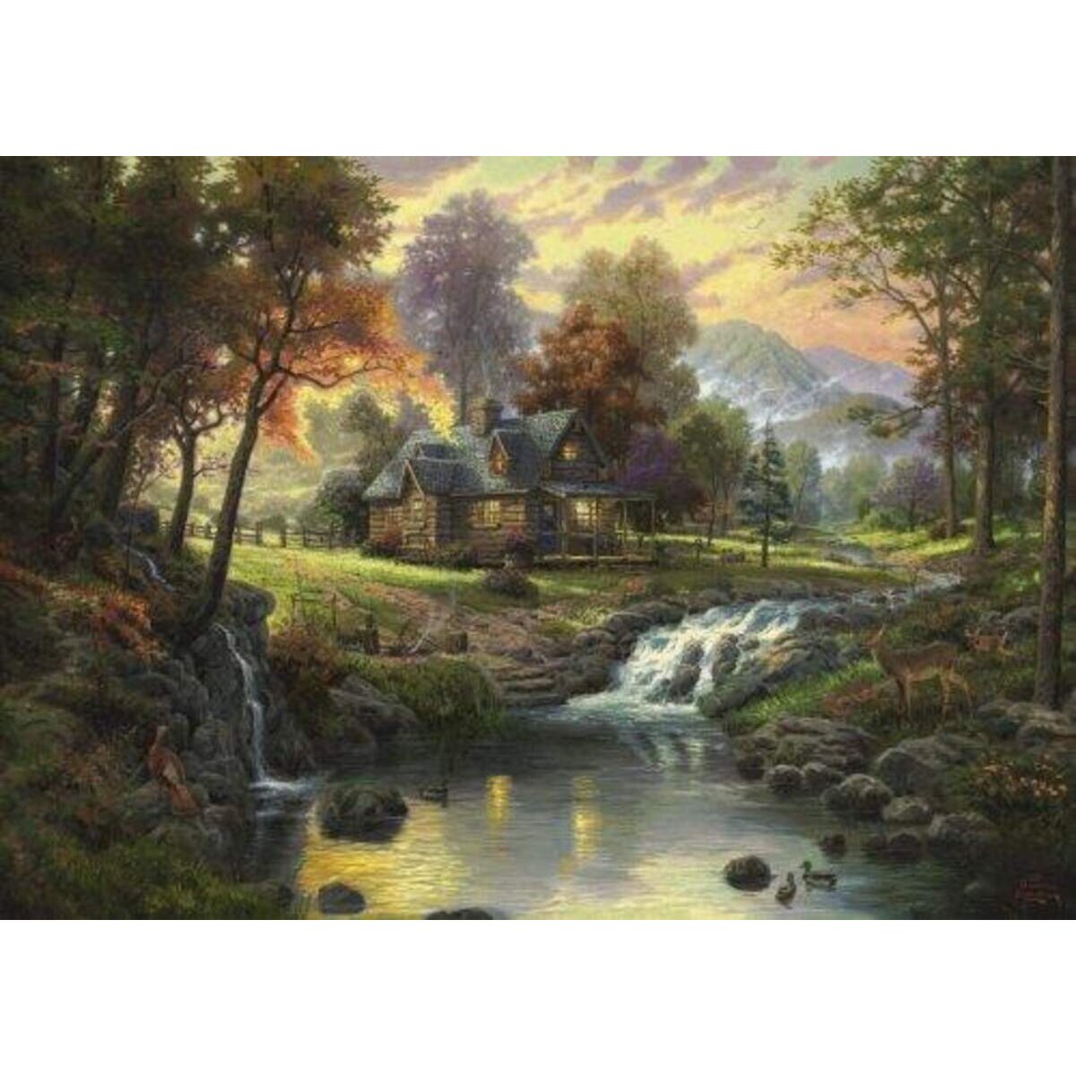 Schmidt Spiele Puzzle - Thomas Kinkade Holzhaus am Bach, 1000 Teile