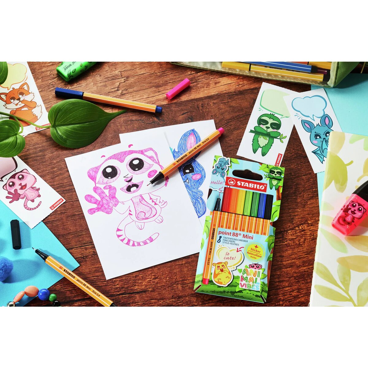 STABILO® point 88 Mini Animal Vibes 8er Kartonetui
