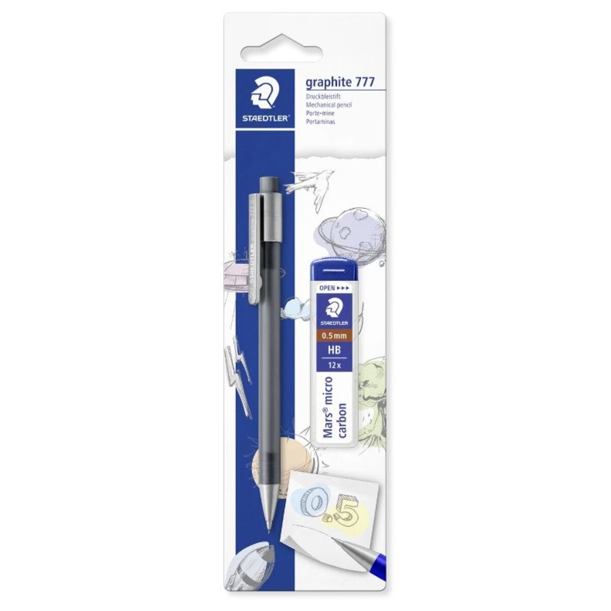 STAEDTLER® graphite 777 Druckbleistift 05 + Minen, 1 Stück, 3-fach sortiert