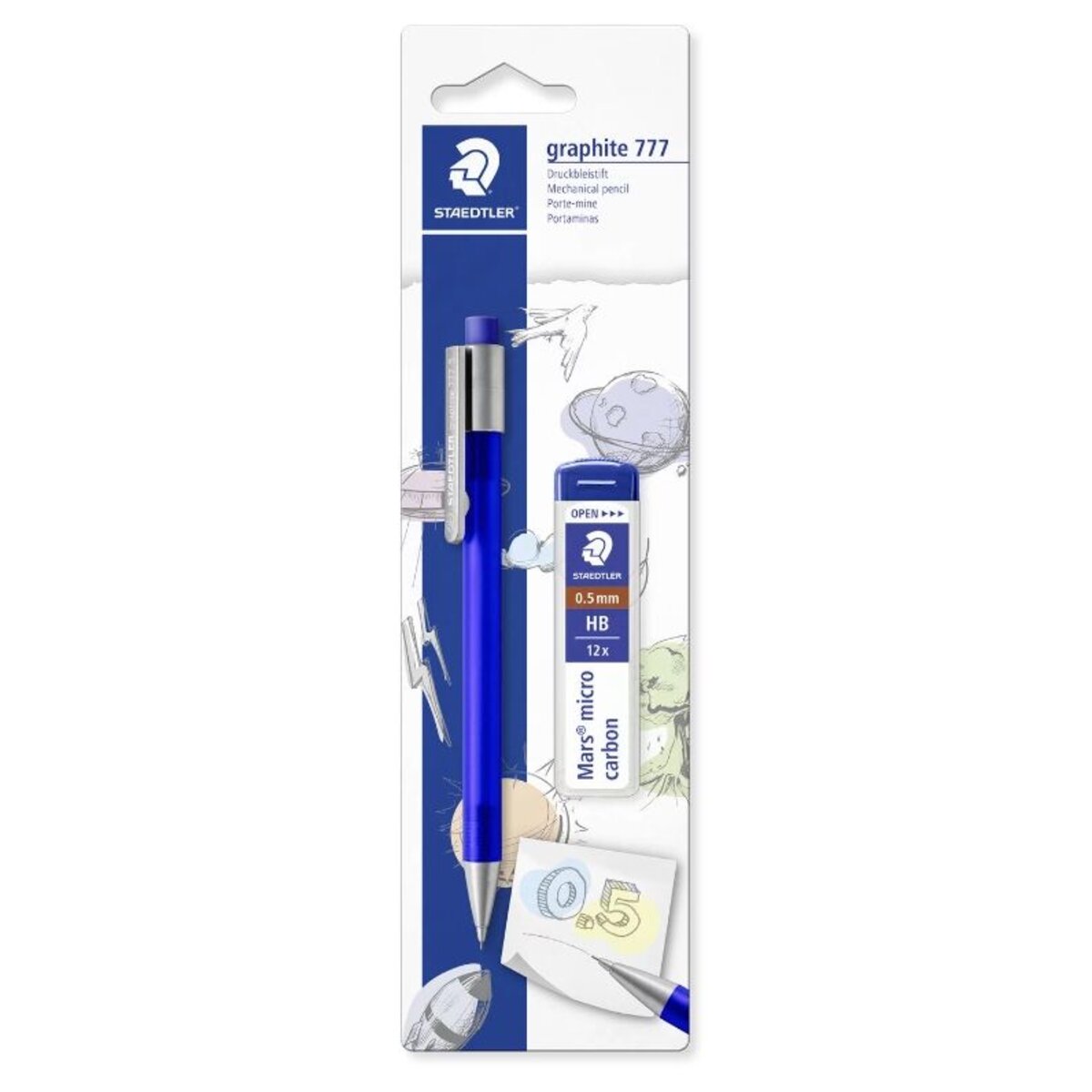 STAEDTLER® graphite 777 Druckbleistift 05 + Minen, 1 Stück, 3-fach sortiert