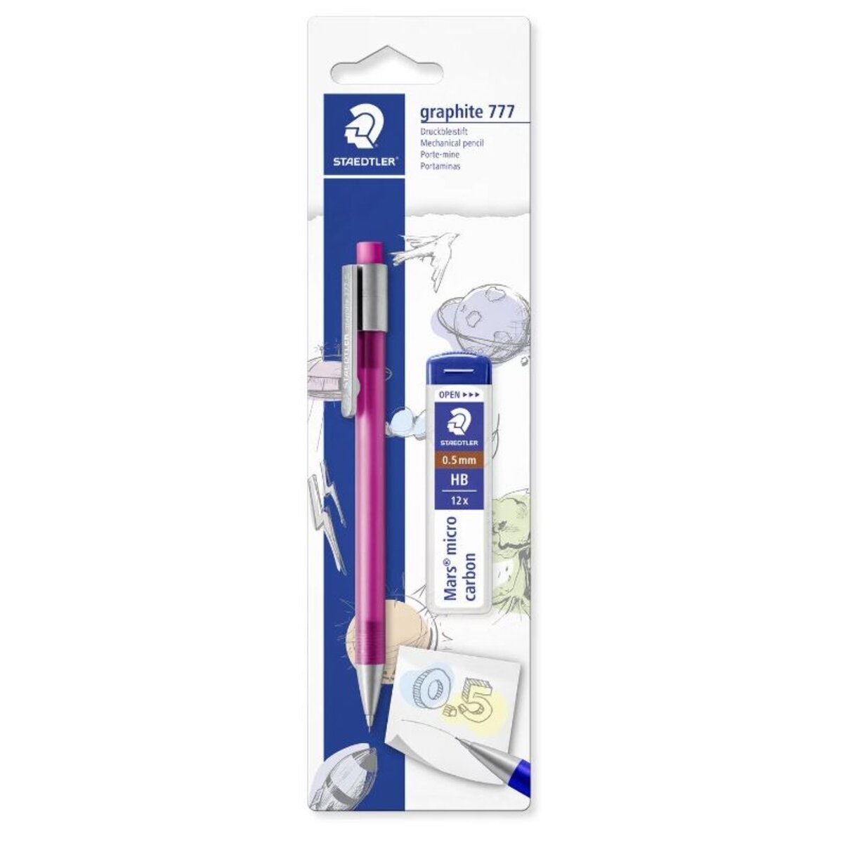 STAEDTLER® graphite 777 Druckbleistift 05 + Minen, 1 Stück, 3-fach sortiert