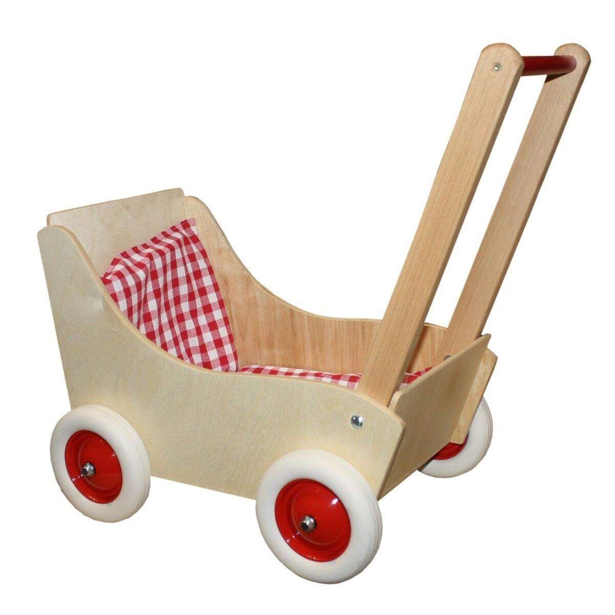 Wenzel Holzpuppenwagen Laura mit Bett-Garnitur